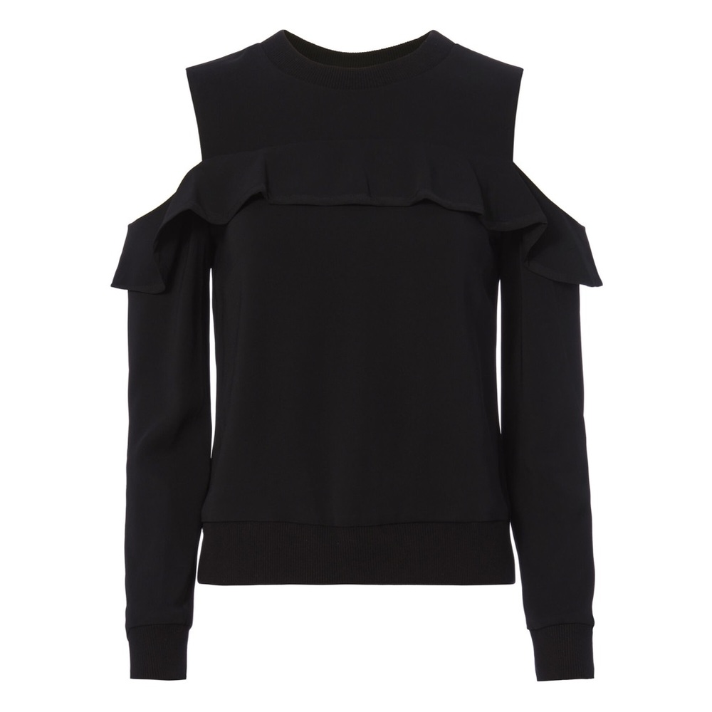 A.L.C. Lindsey Ruffle Cold Shoulder Top Black Women’s 0 - Picture 4 of 16